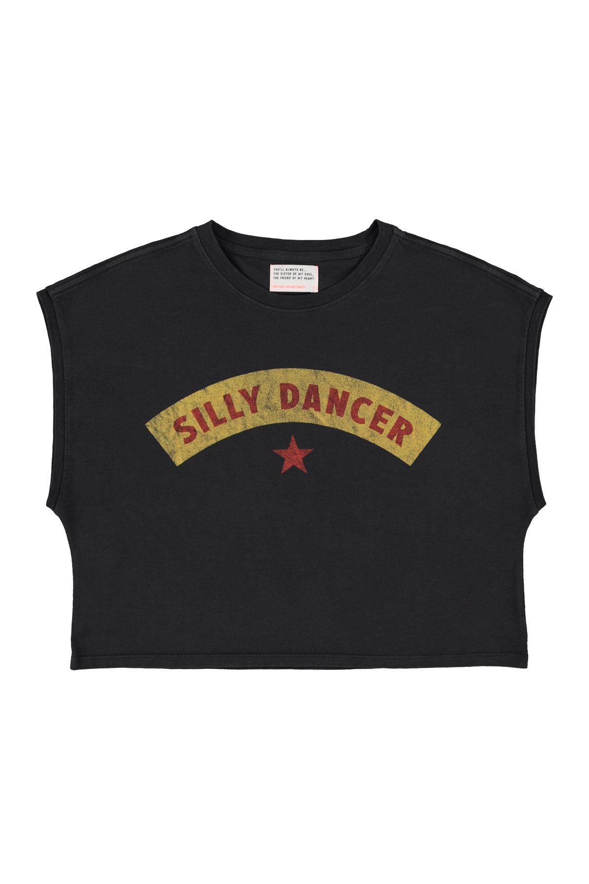 Camiseta/Top Sin Mangas Cuello Redondo Negro "Silly Dancer"