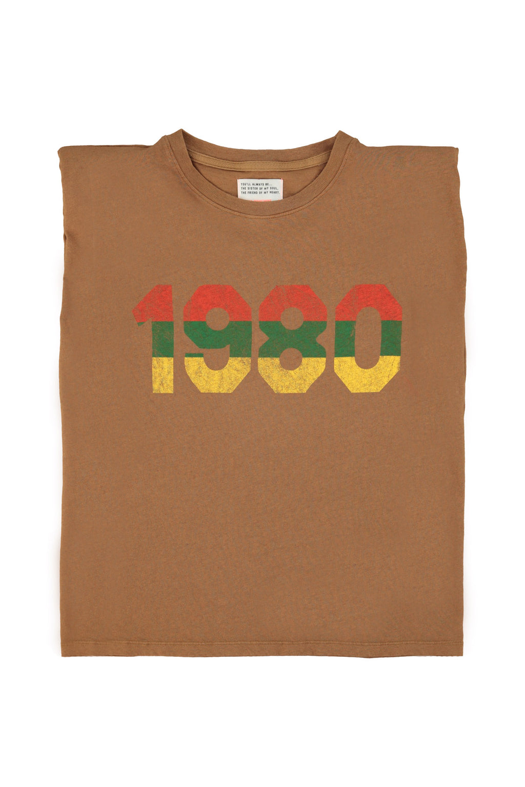 Camiseta Sin Mangas Con Hombreras Marrón "1980"