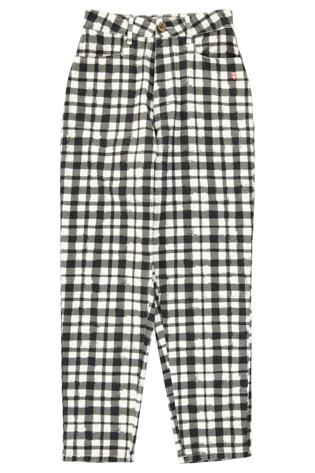 Black and Ecru Check Trousers 