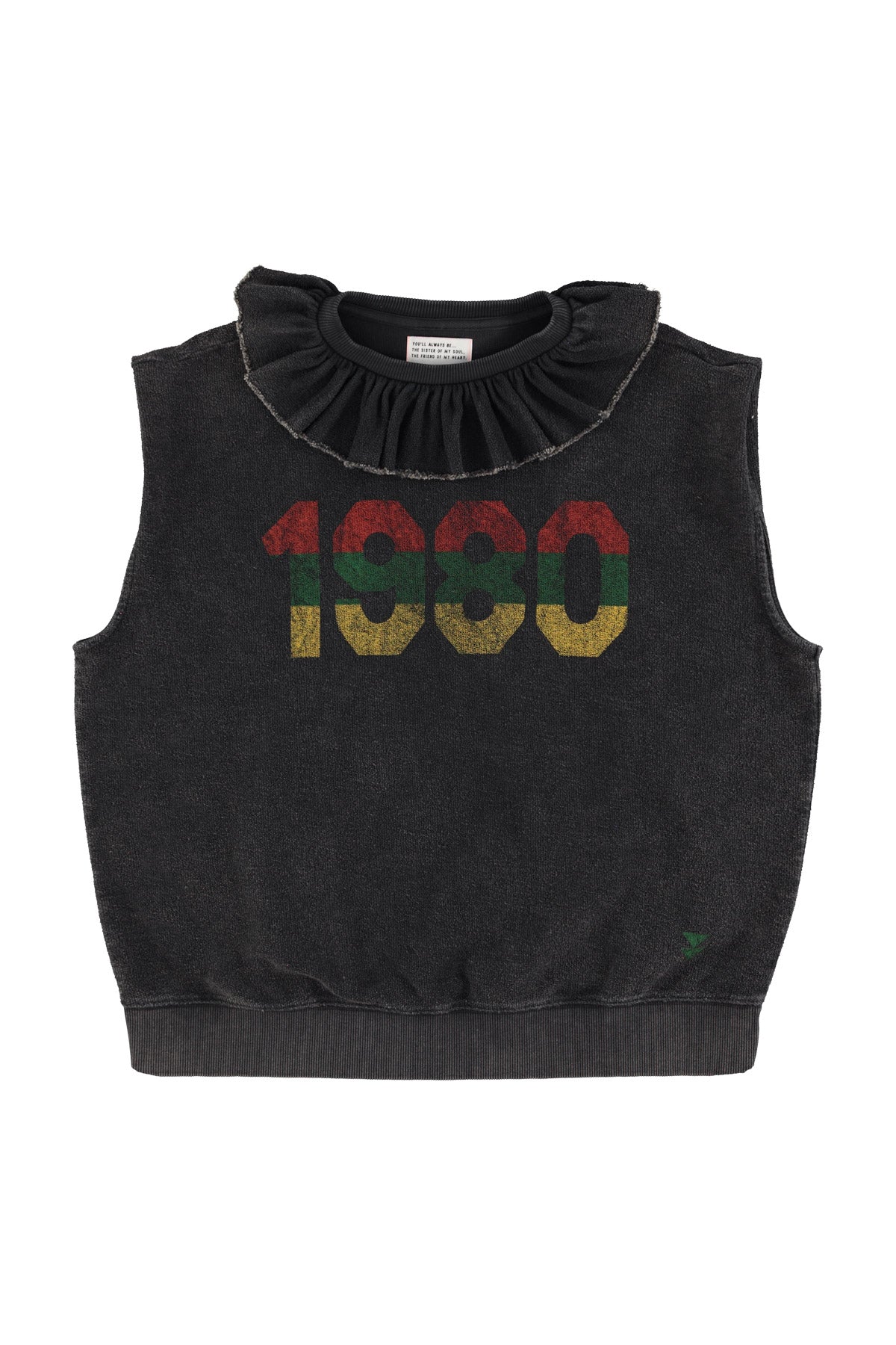 Sudadera Sin Mangas Con Cuello Negro Lavado "1980"