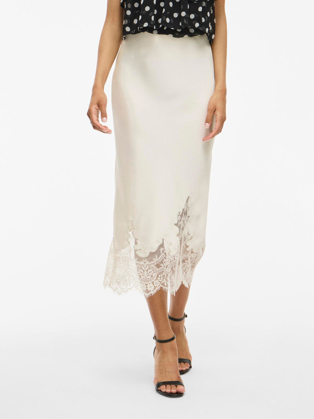 Saia Midi Visabel Talle Alto Renda Birch