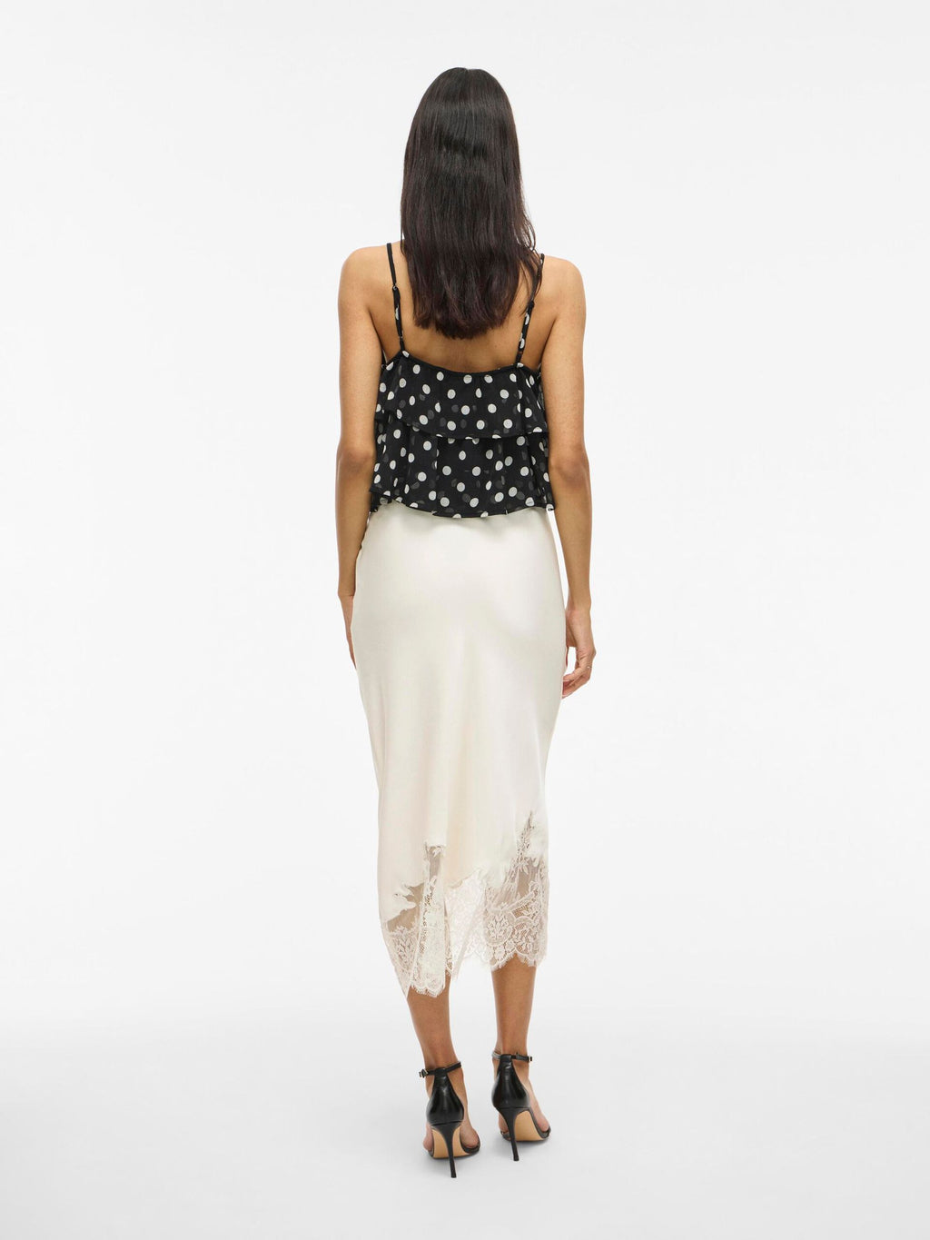 Saia Midi Visabel Talle Alto Renda Birch