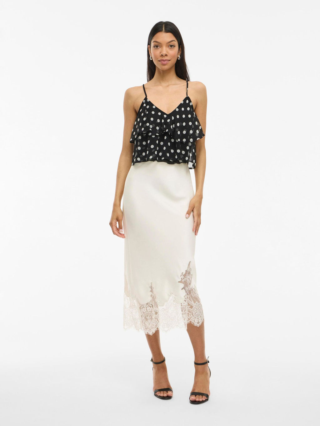 Saia Midi Visabel Talle Alto Renda Birch