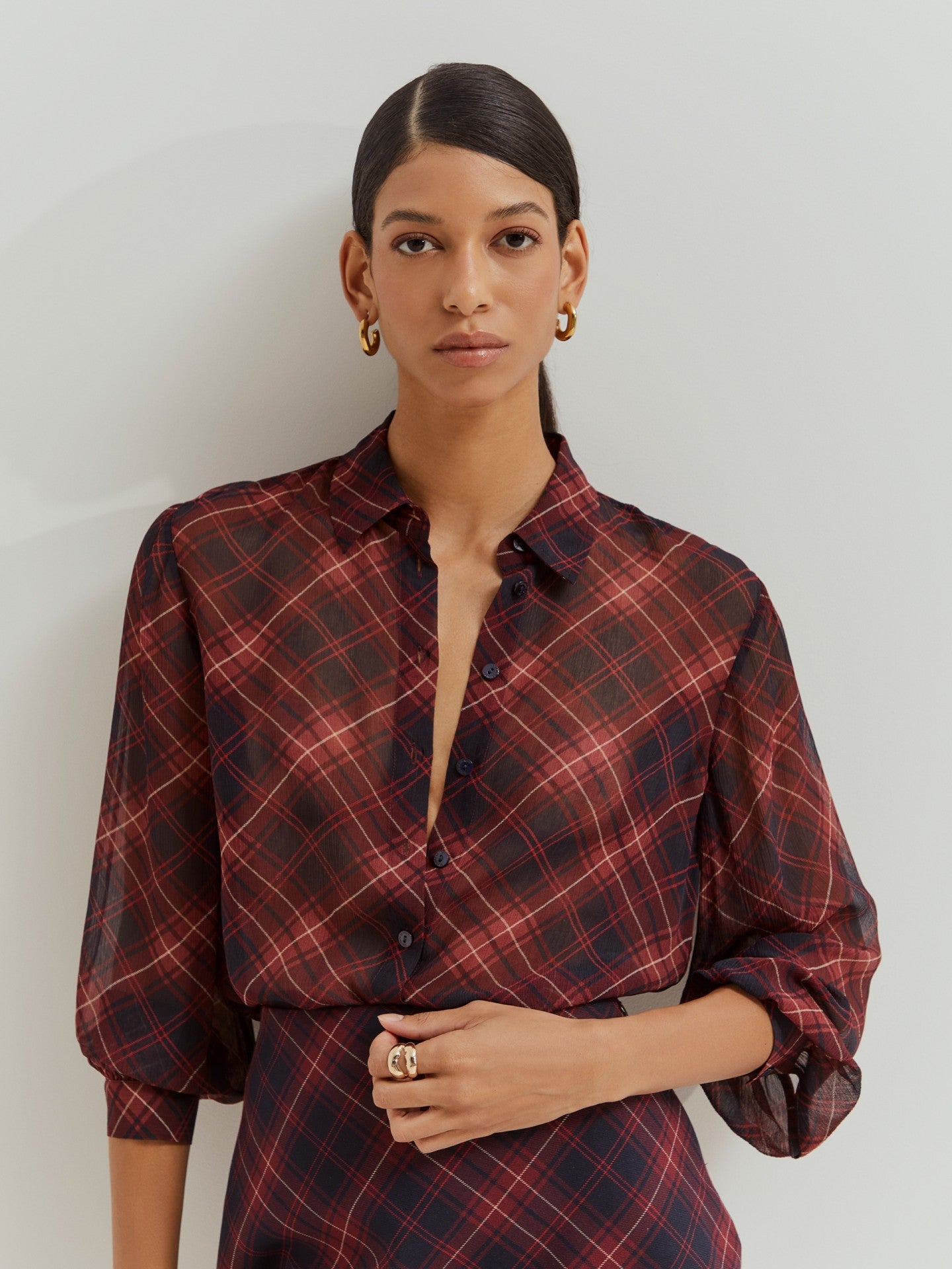 🎁 Camisa Cuadros Semitransparente (100% off)