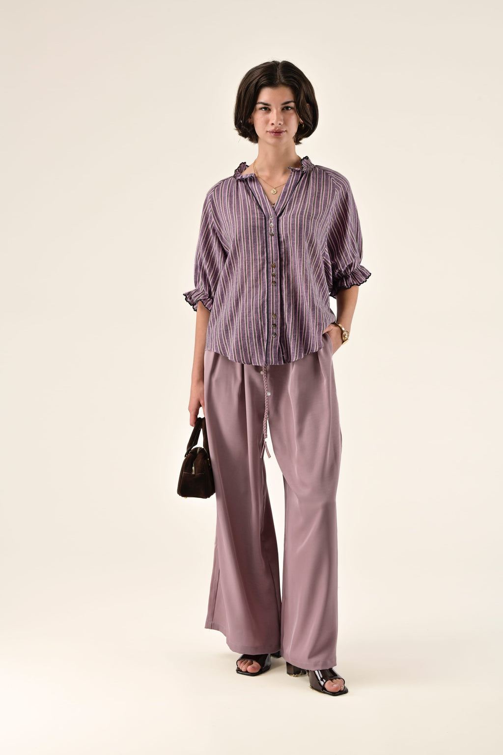 Top Clery Morado Rayas Verdes