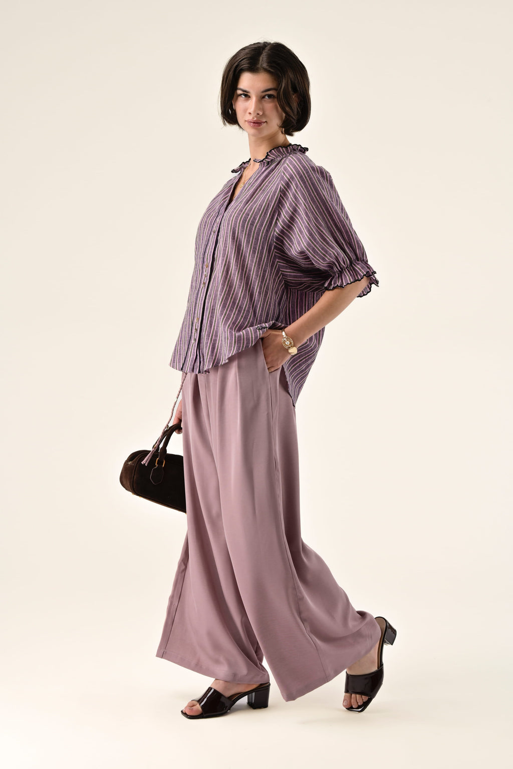 Top Clery Morado Rayas Verdes