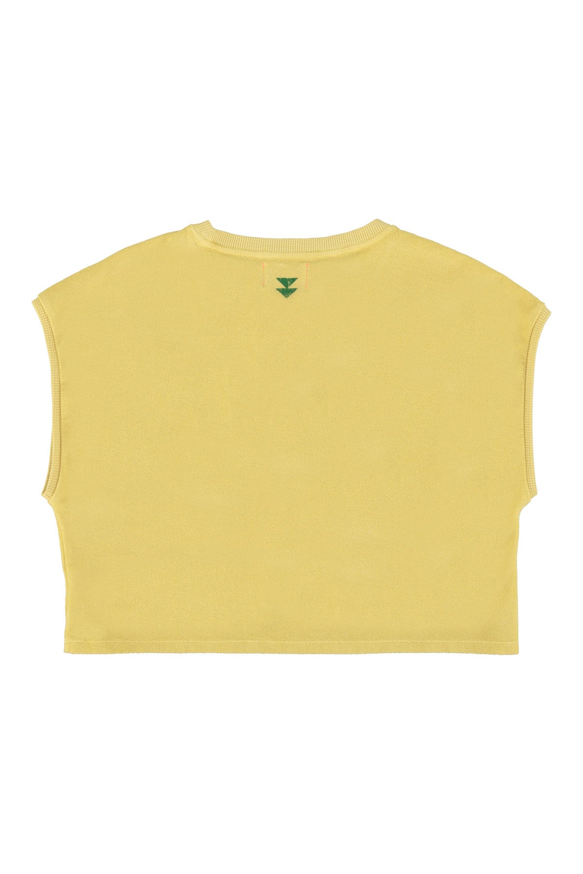 Camiseta/Top Amarilla Sin Mangas Cuello Redondo Arena "1980"