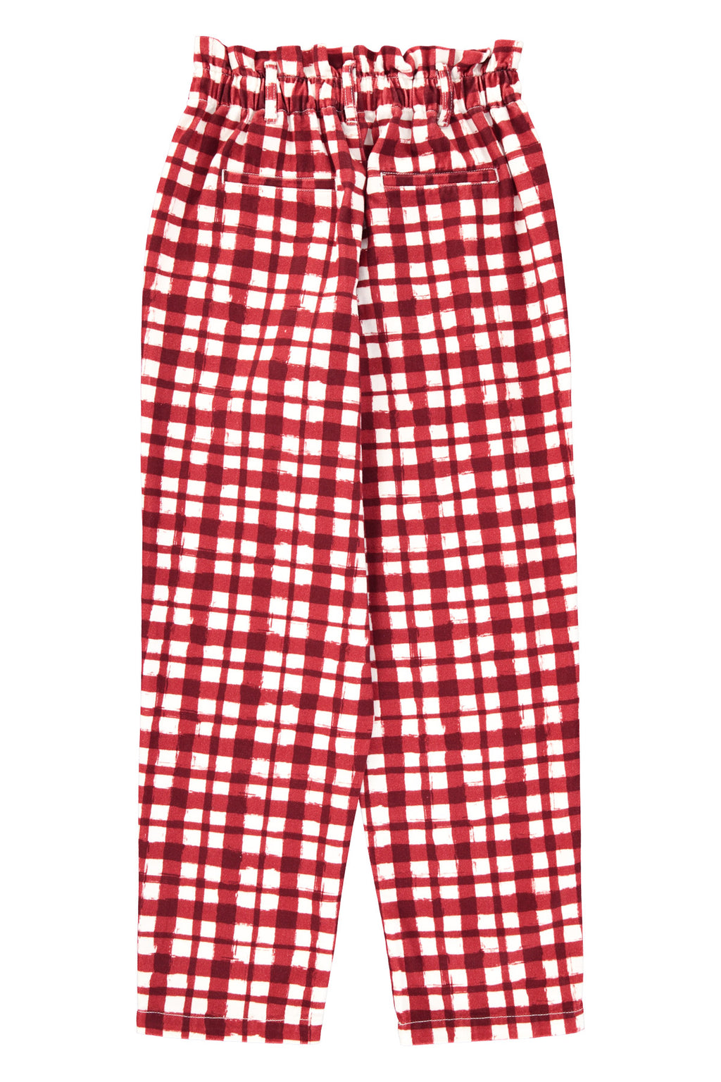 Pantalón Burdeos y Cuadros Ecru