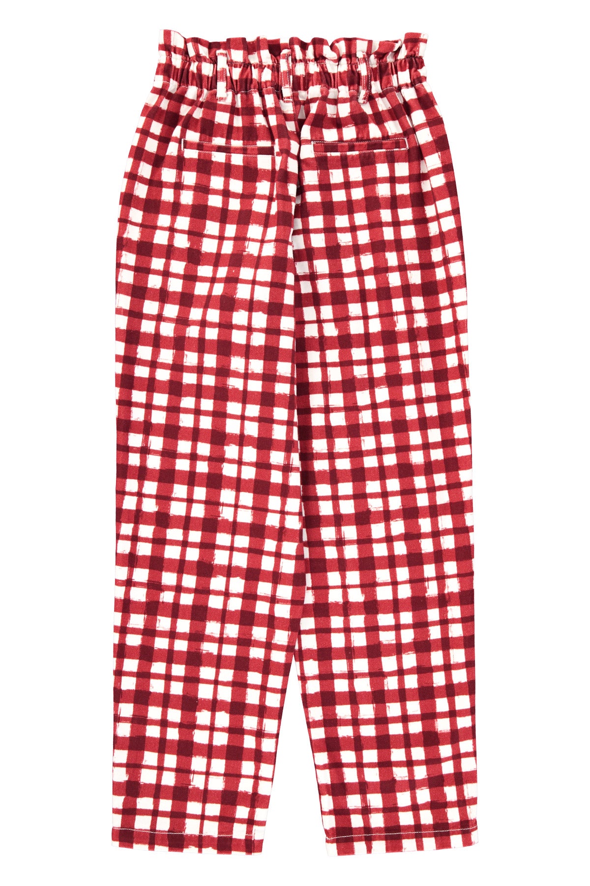 Pantalón Burdeos y Cuadros Ecru