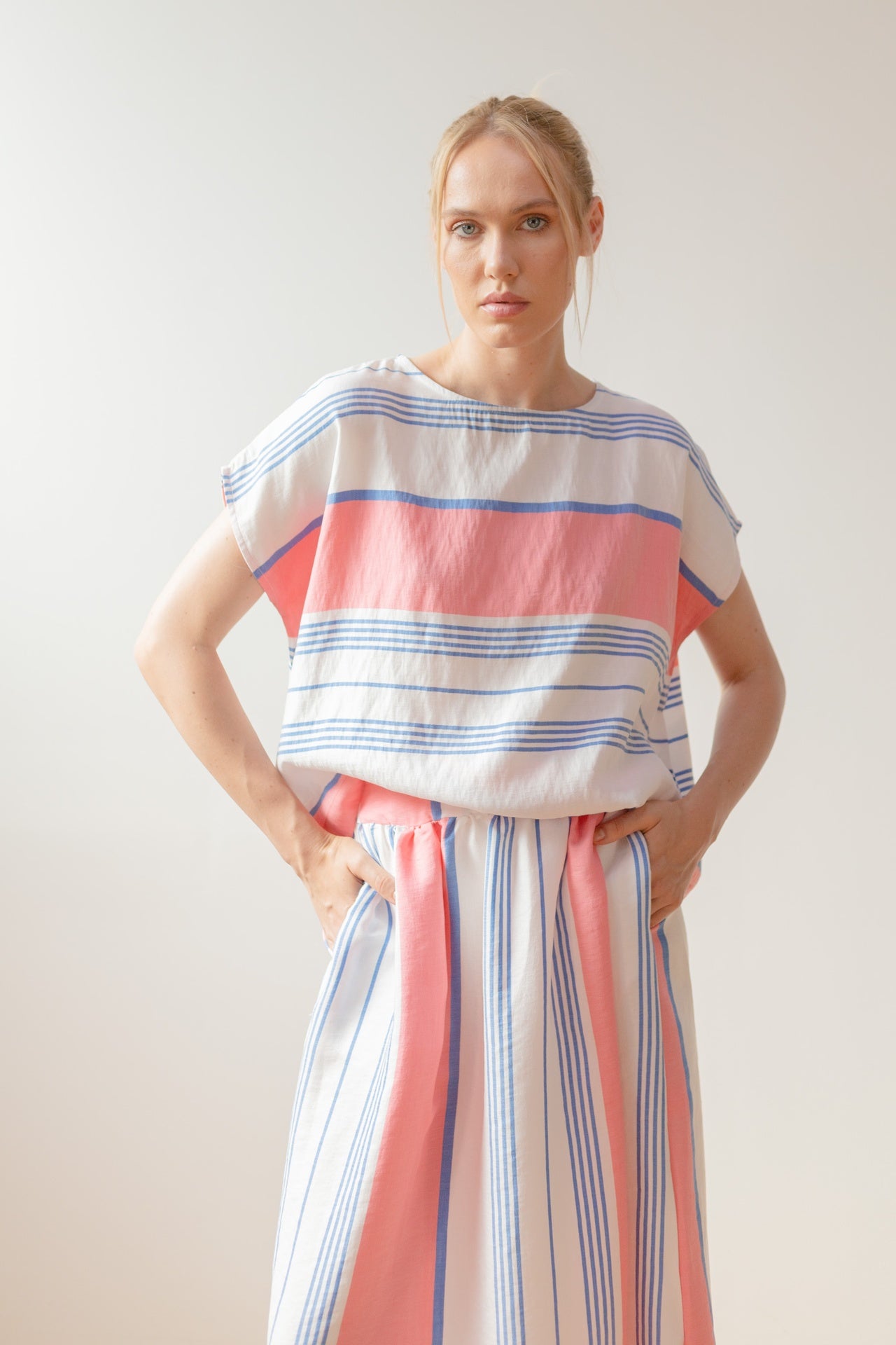 Blusa Rayas Rosa Azul