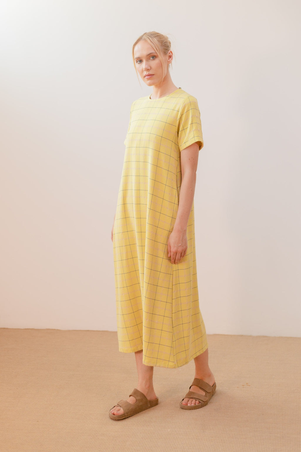 Vestido Cuadros Amarillos