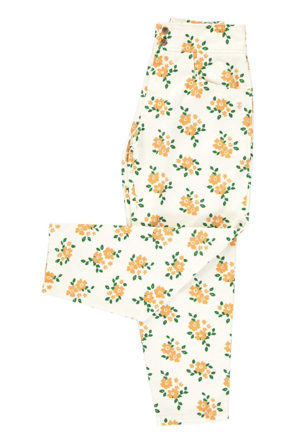 Ecru Floral Mustard Trousers