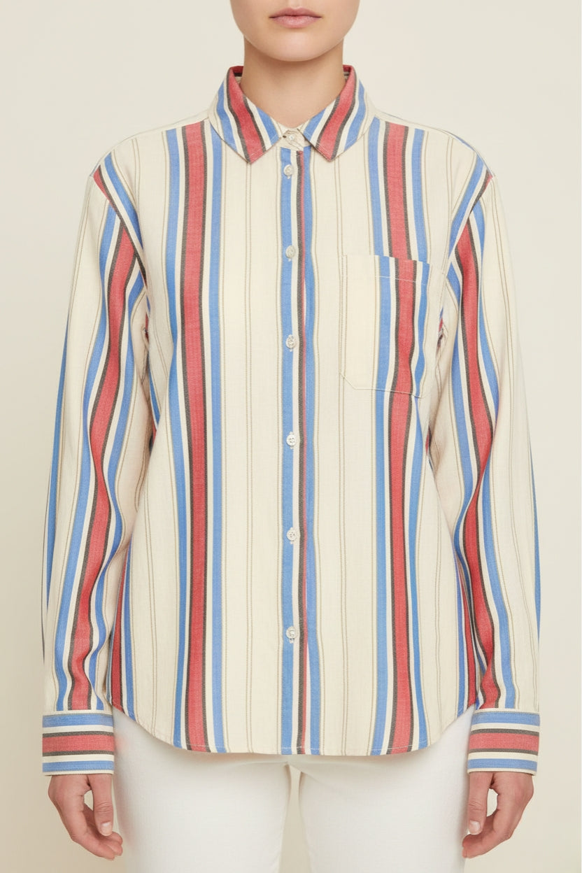 Camisa Ihfanni Rayas Azul y Rojo