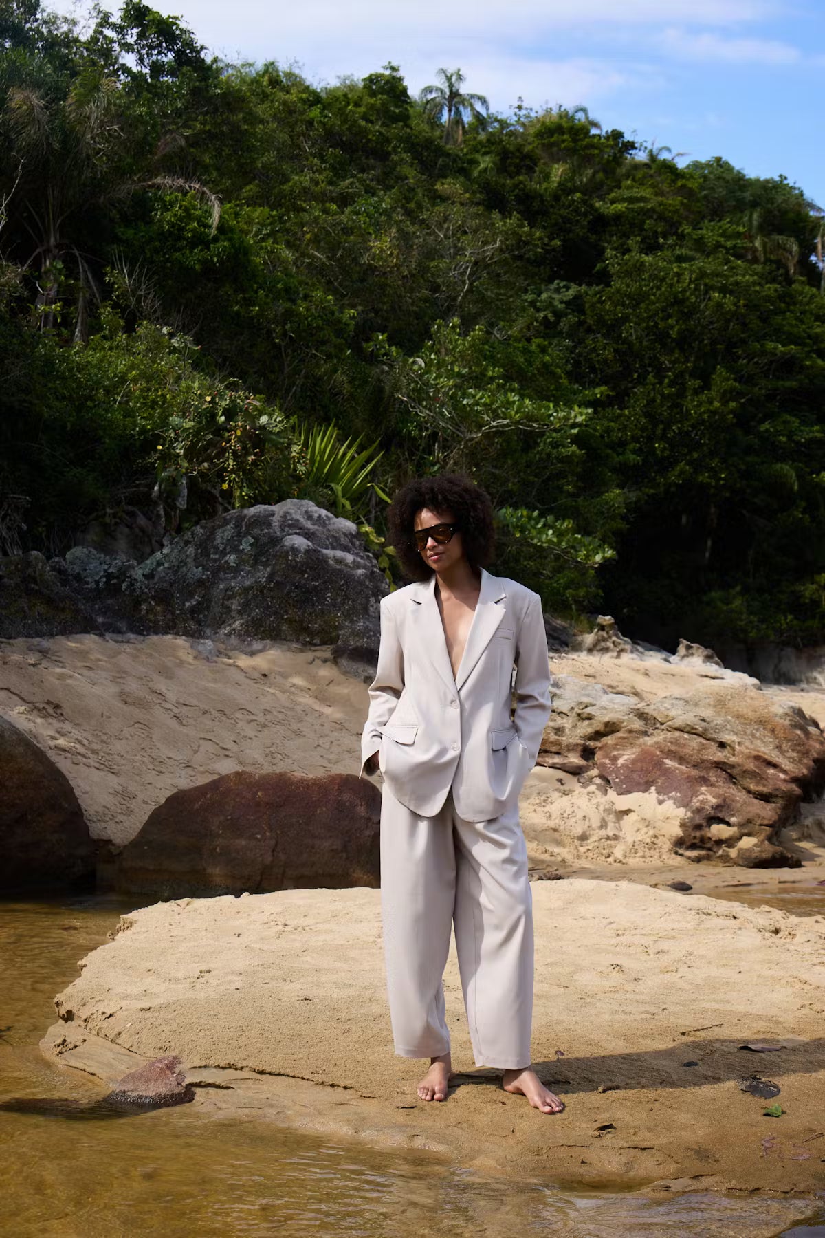 Pantalón Ihfava Barrel Pa Gris Paloma Jaspeado