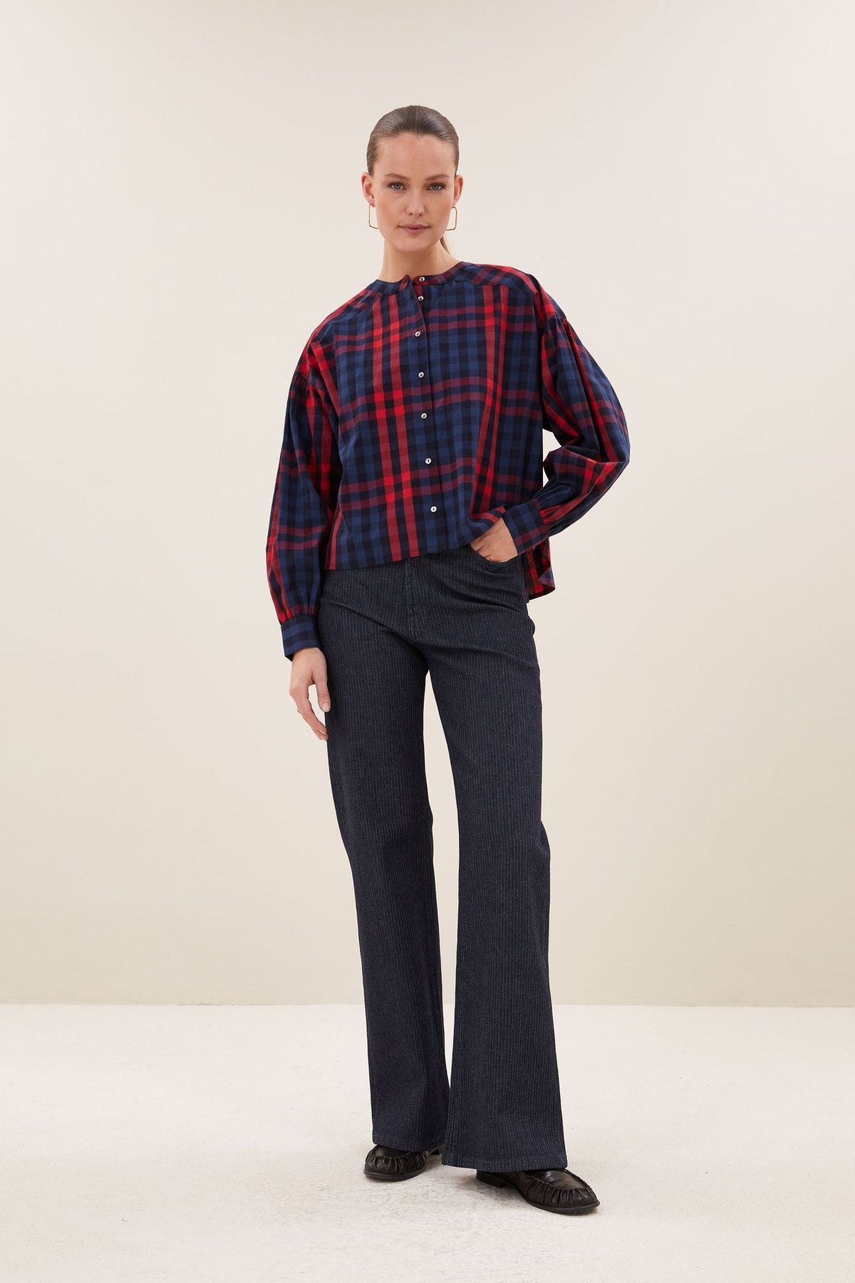 Blusa Ella de cuadros rojos
