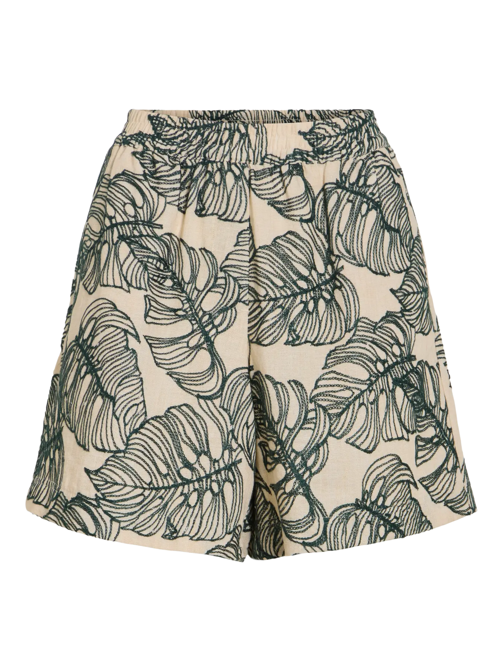 Shorts Viflura Talle Alto Birch Estampado Palmeras