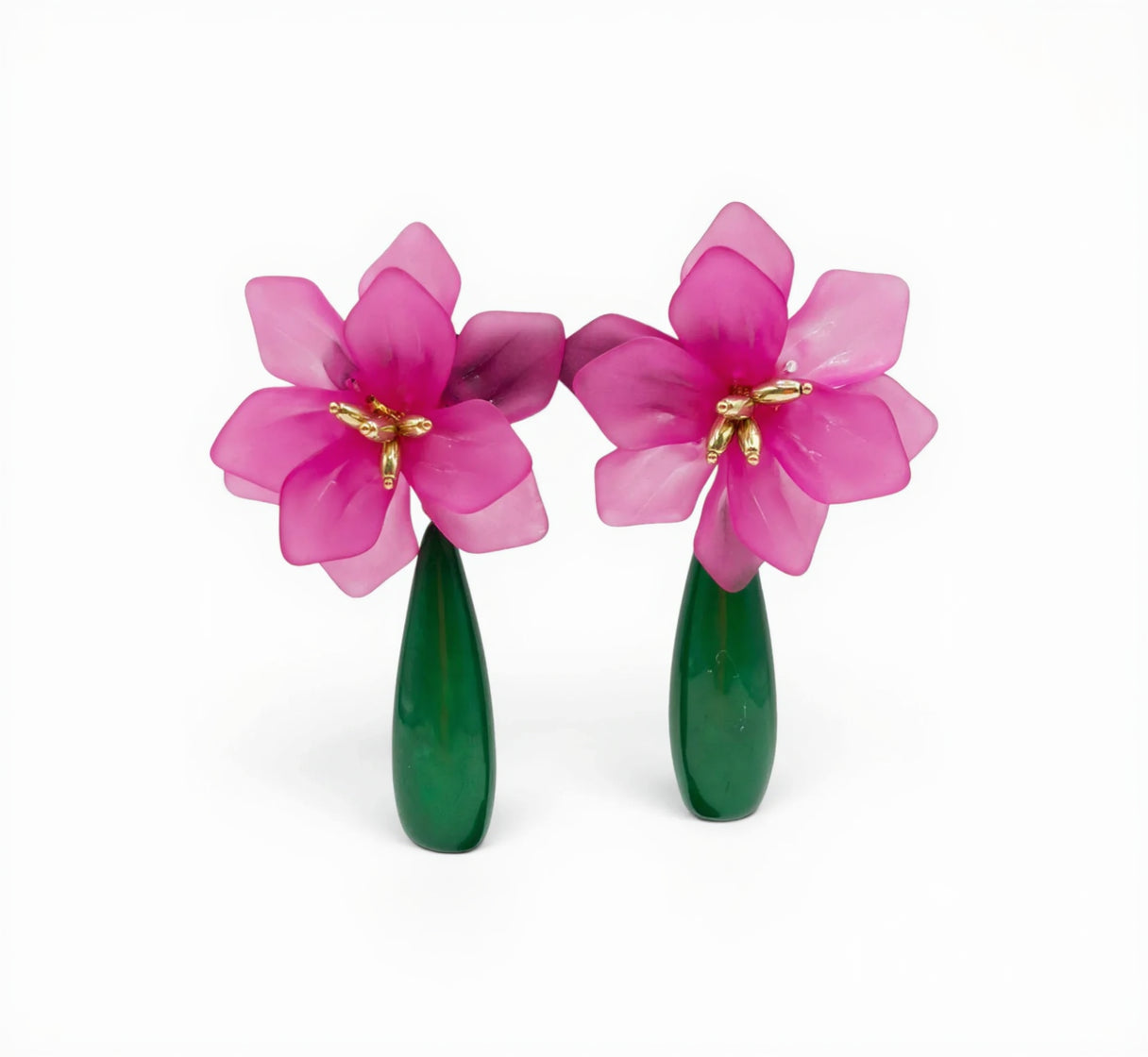 Pendientes Colgantes Floral Rosas y Verdes