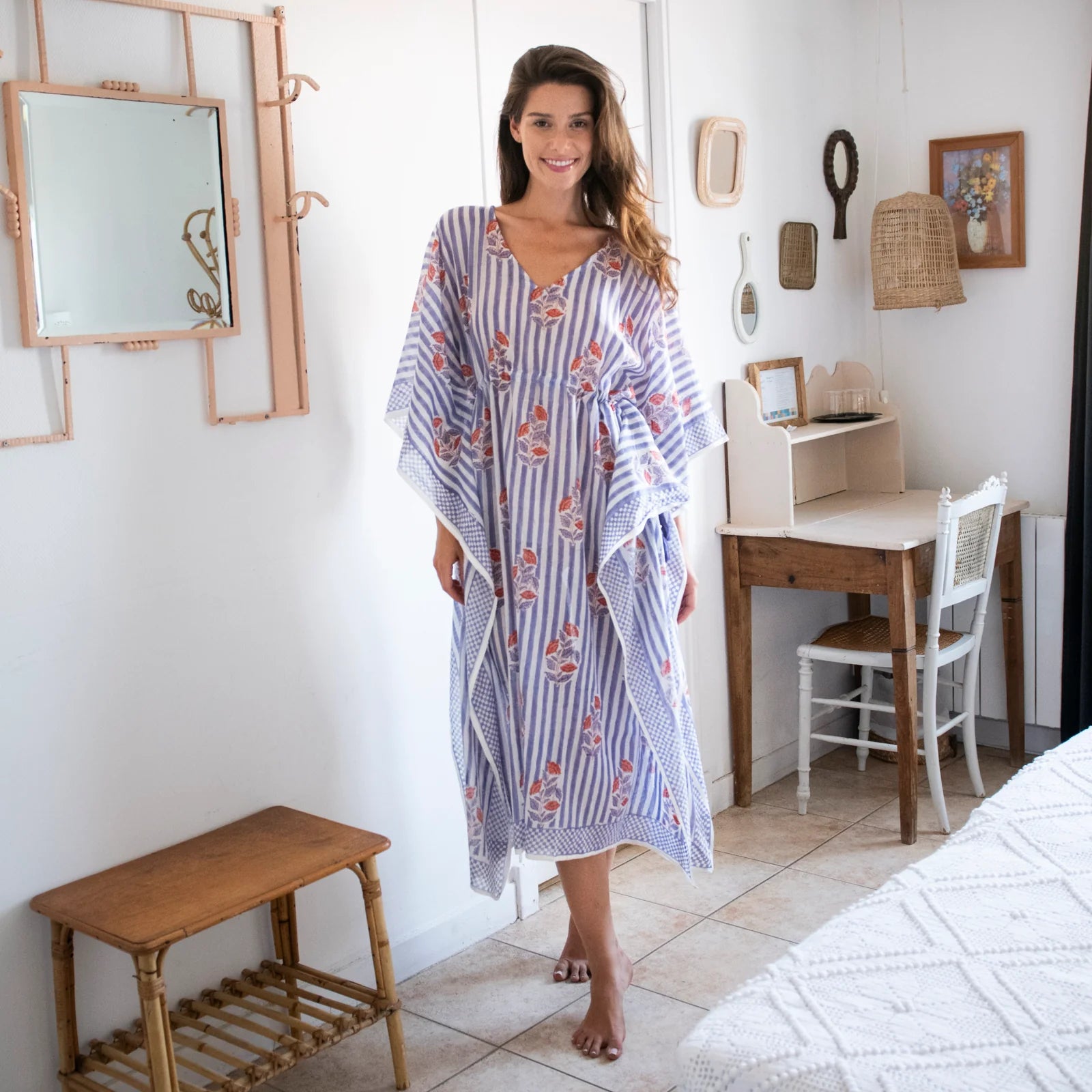 Gran Caftán Beaulieu 100% algodón orgánico - Lila