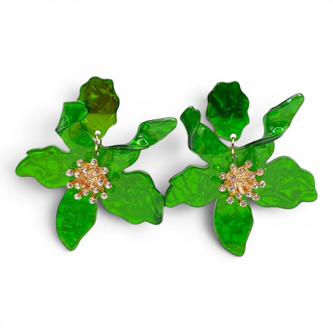 Pendientes colgantes de resina floral Verdes Aurelia