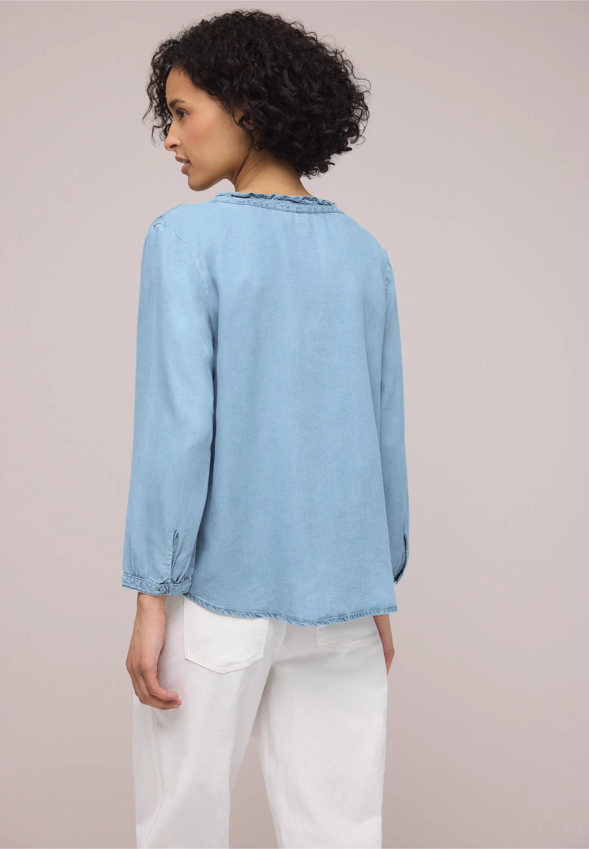 Blusa Splitneck Lavado Suave Azul Claro