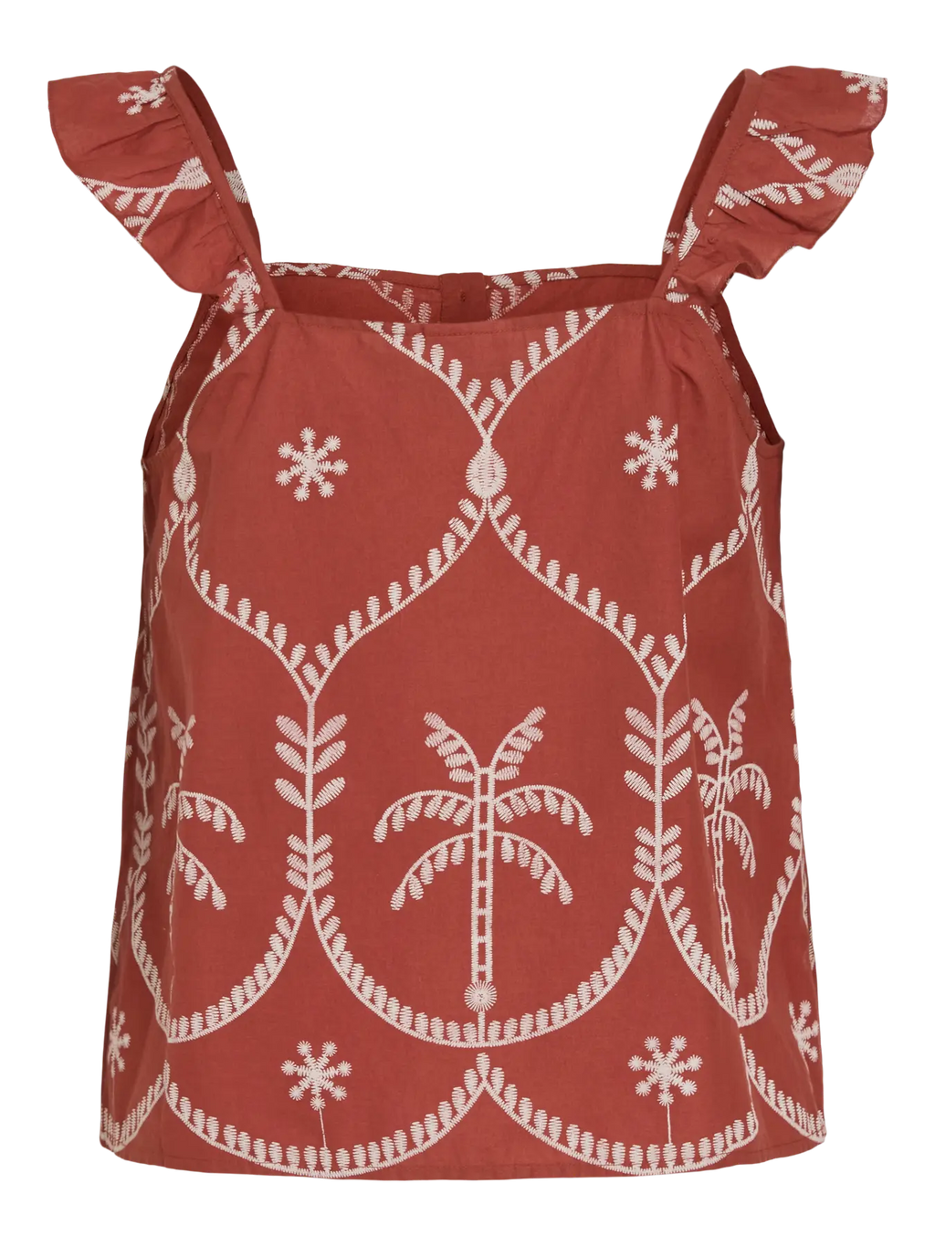 Top Vitosa Bordado Escote Cuadrado Terracota Oscura