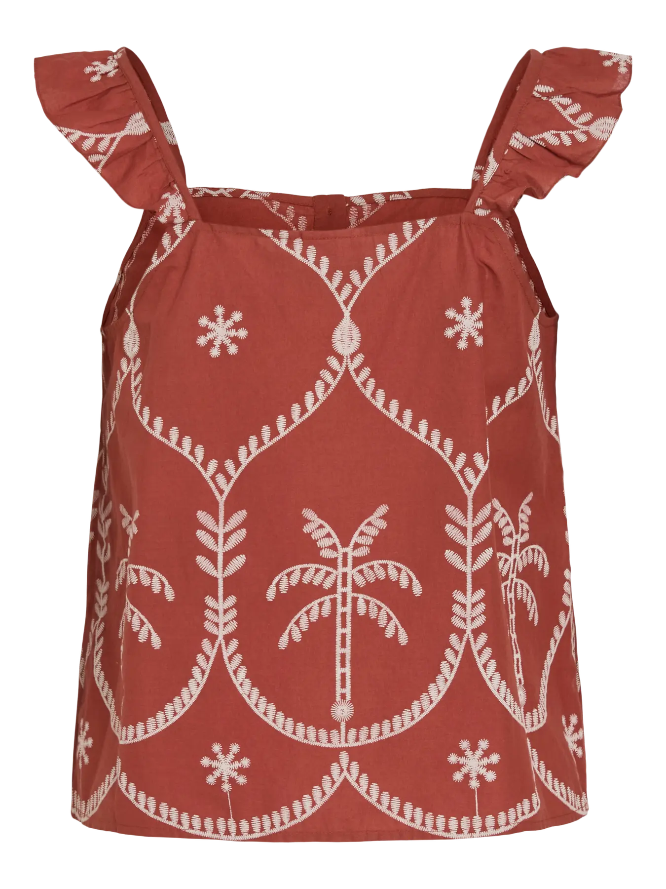 Top Vitosa Bordado Escote Cuadrado Terracota Oscura
