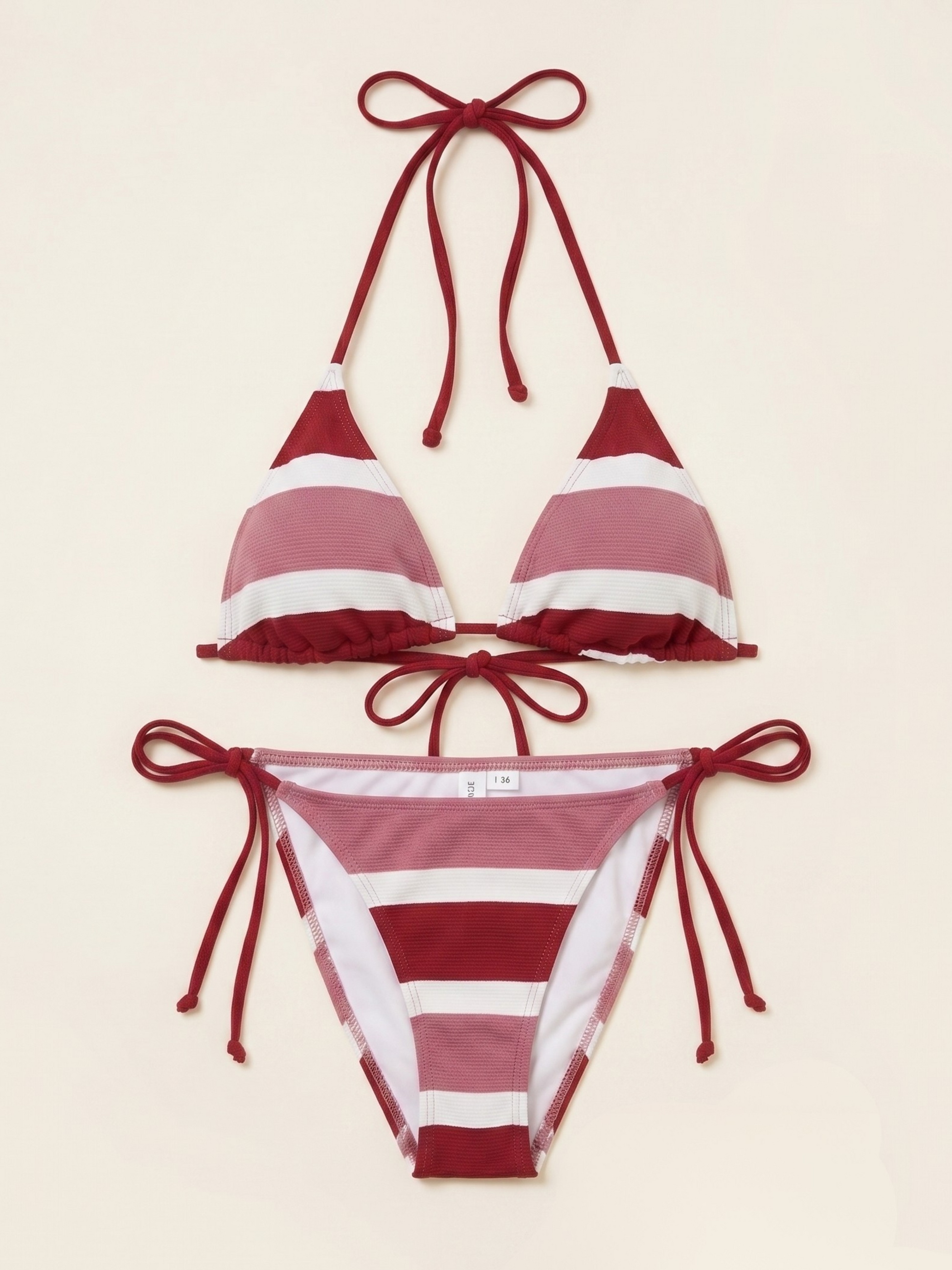 Bikini Top Rayas Mila Rojo