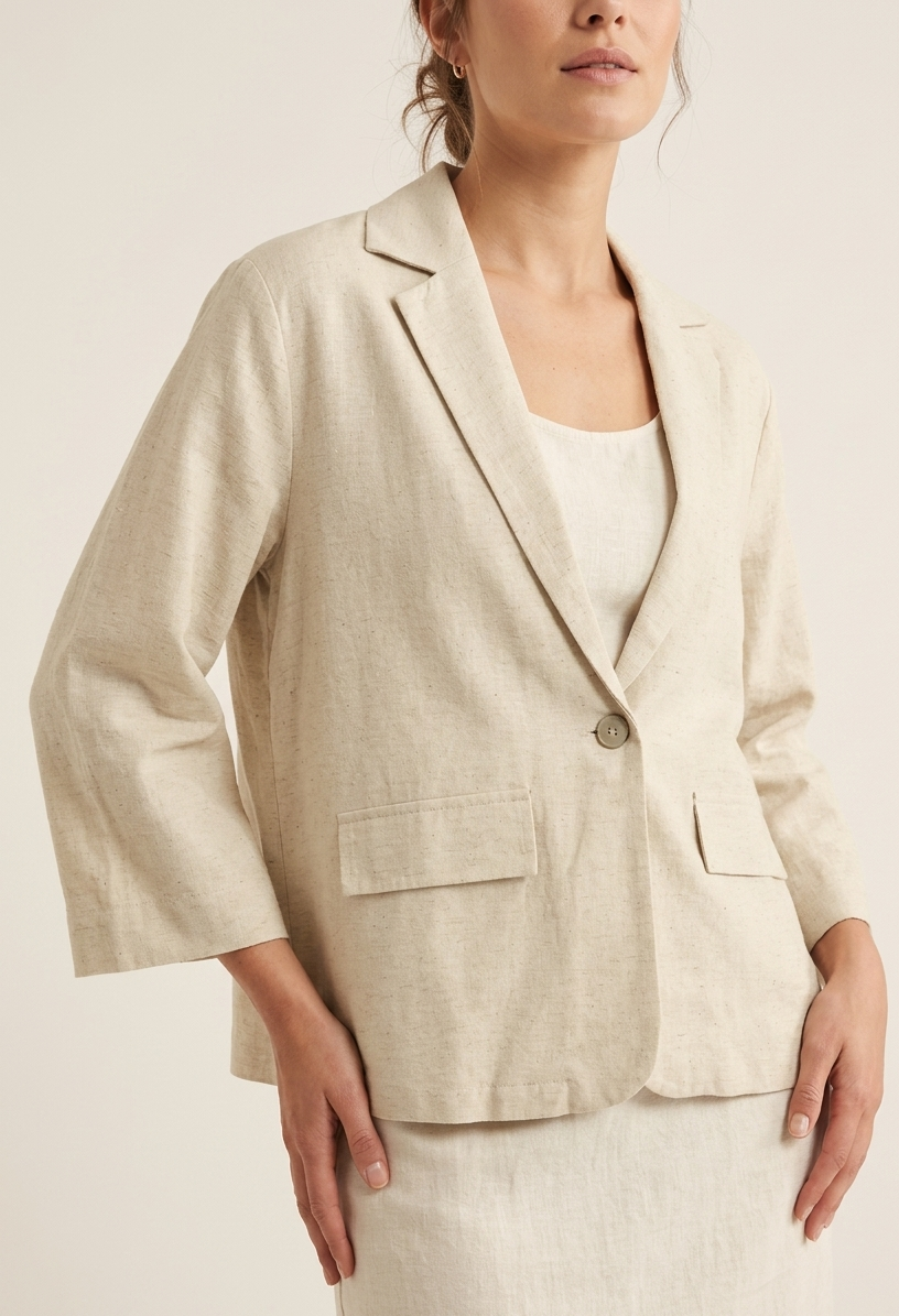 Viprisilla Blazer 7/8 Sleeve Natural Light Heather