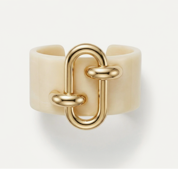Brazalete Dorado Carey Blanco