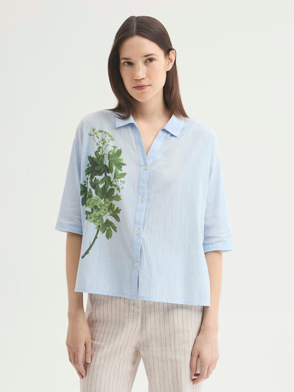 Camisa Positioned Flower Shirt Azul-claro