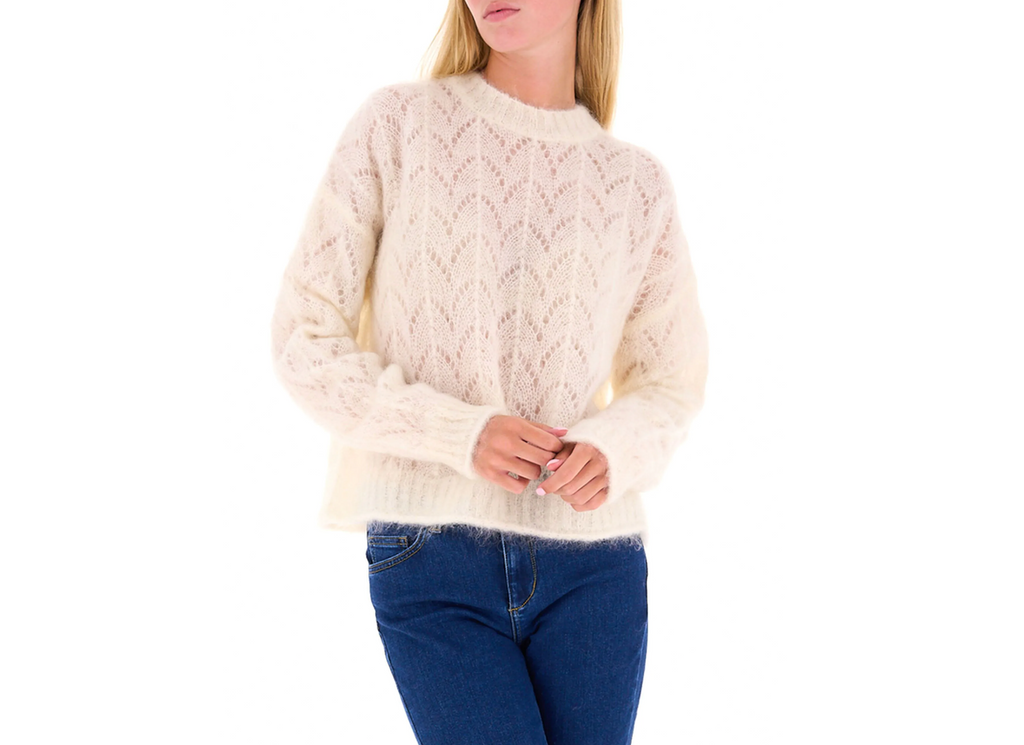 Jersey cuello redondo transparente
