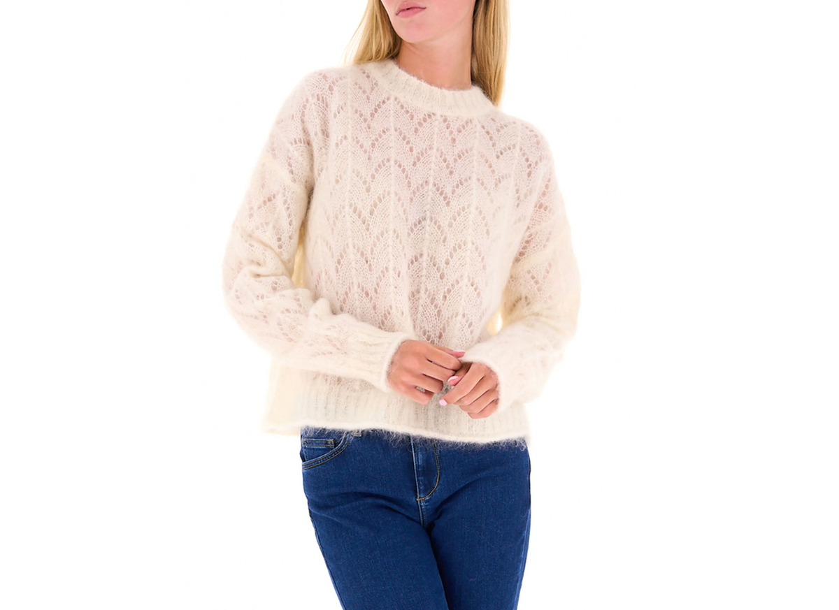 Jersey cuello redondo transparente