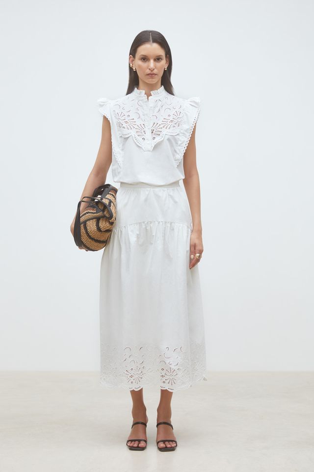 Falda Flavie Blanco Roto