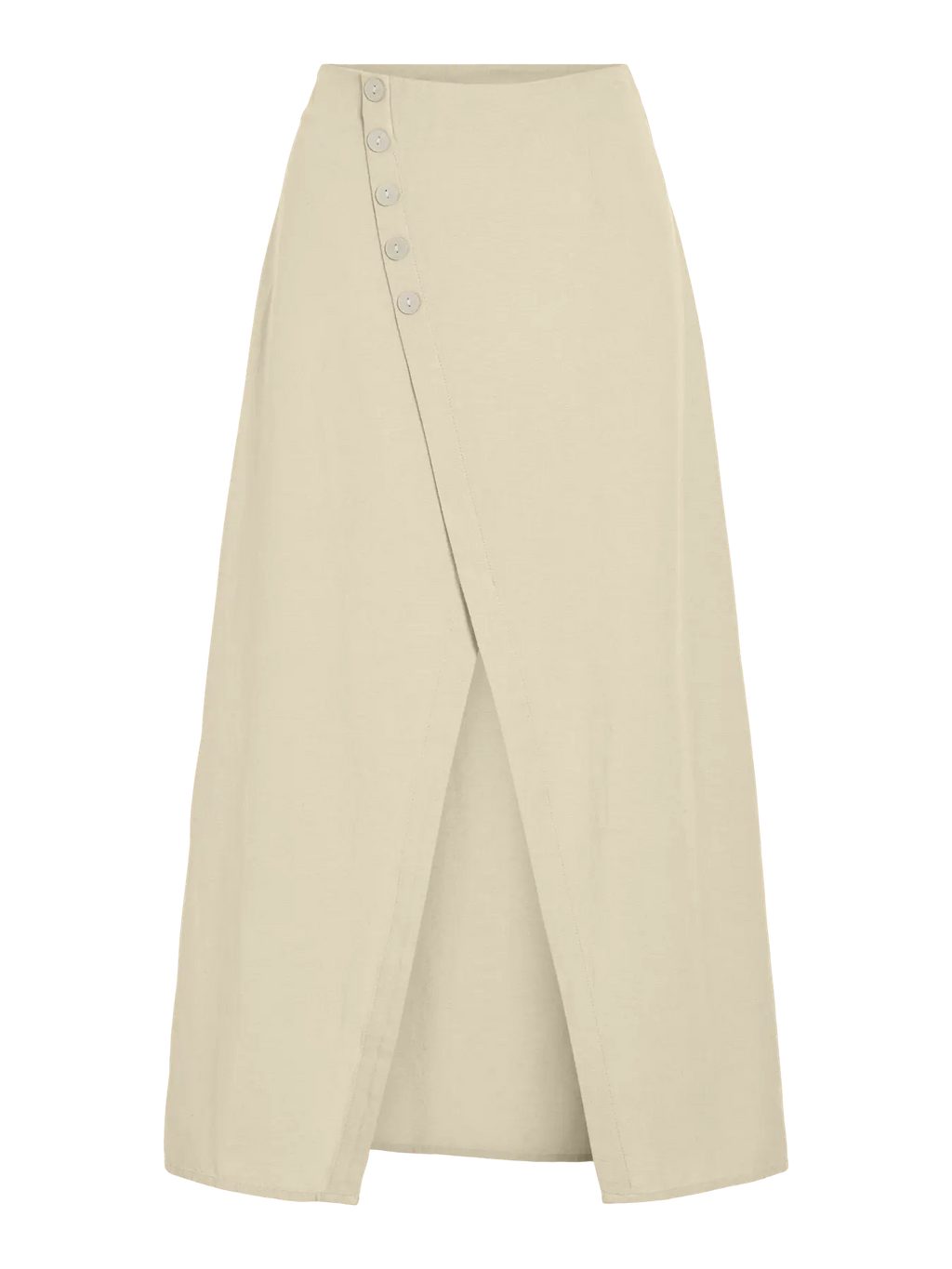 Falda Midi Viprisilla Talle Alto Botones Natural Jaspeado Claro