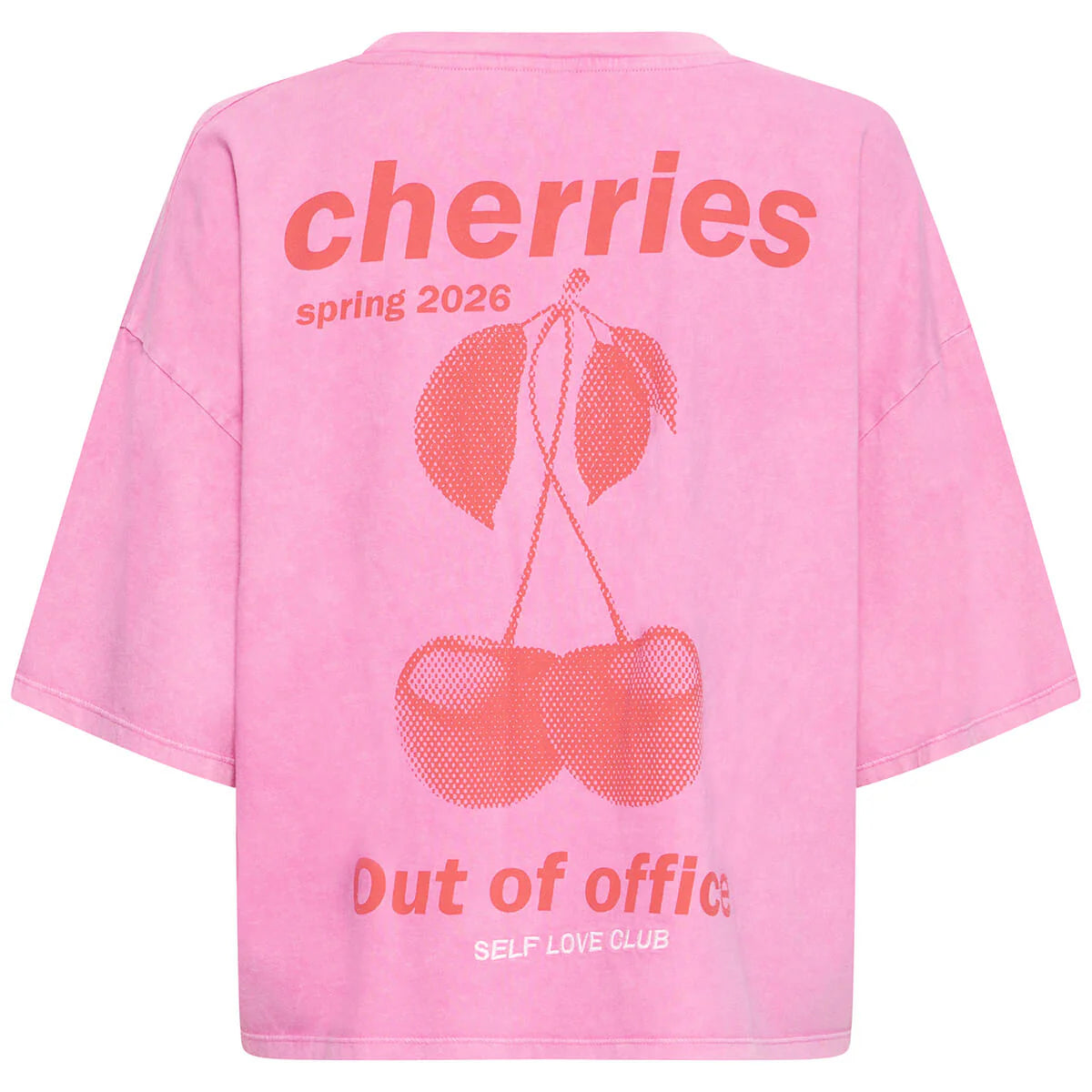 Camiseta Ihnica Ss3 Estampado Cherries Rosa y Rojo