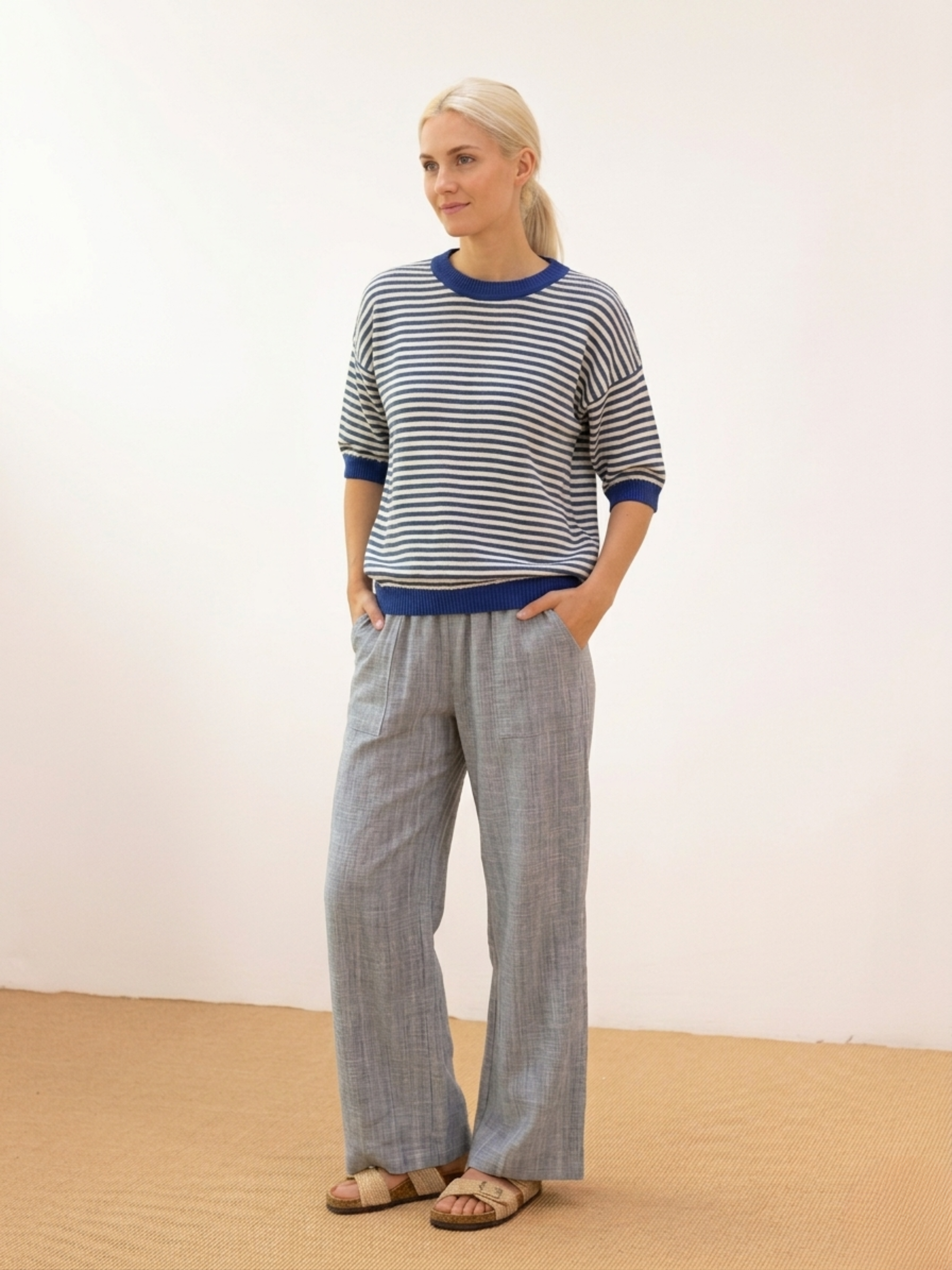 Camisola de riscas azul/cru 2601382