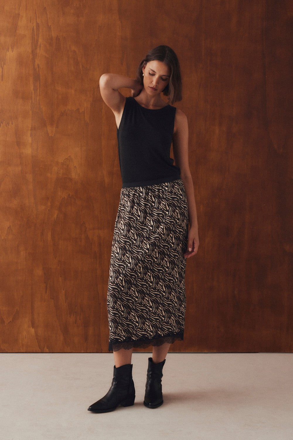 Falda Volterra animal print MI&CO - vista frontal