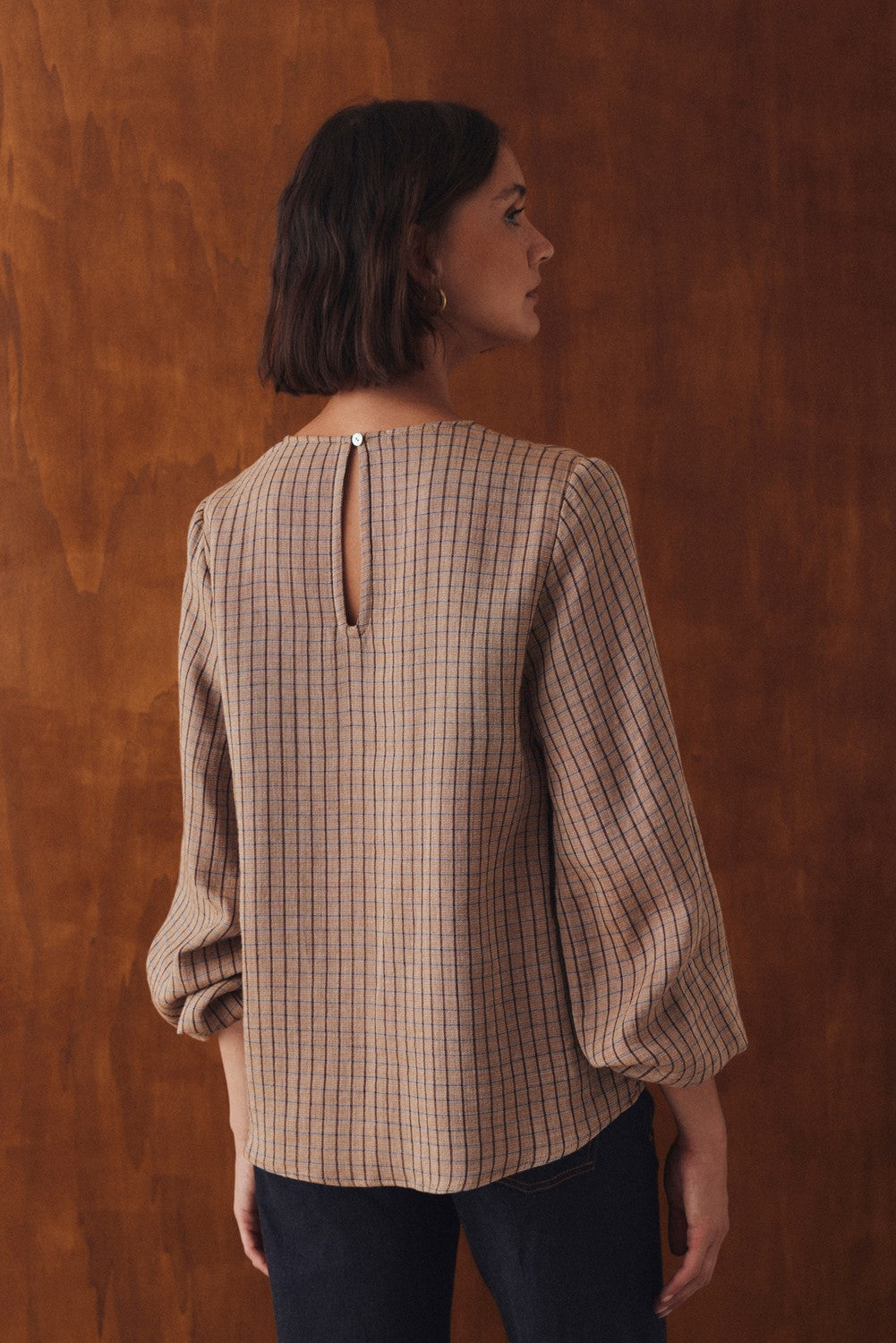Blusa Tessaro de cuadros con pañuelo MI&CO - vista completa