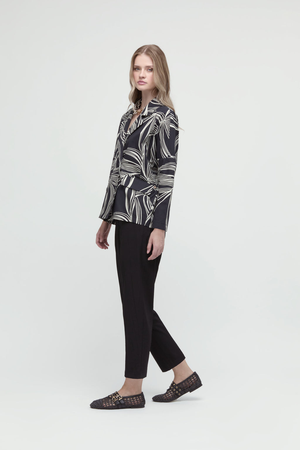 Black and White Print Jacket M6318G