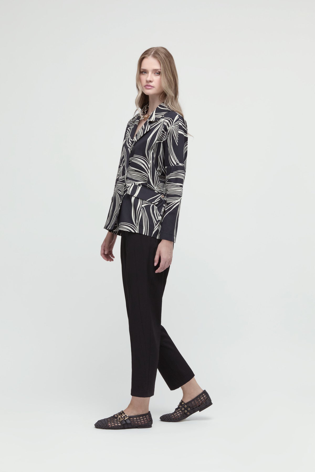 Black and White Print Jacket M6318G