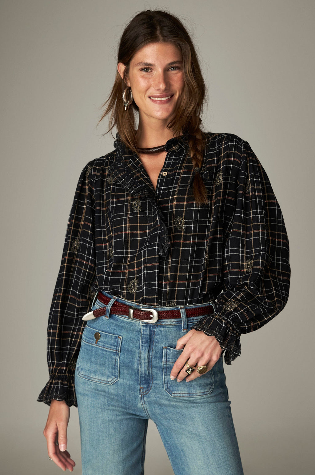 Blusa Coco Vesoul Noir Plaid - Maison Hotel