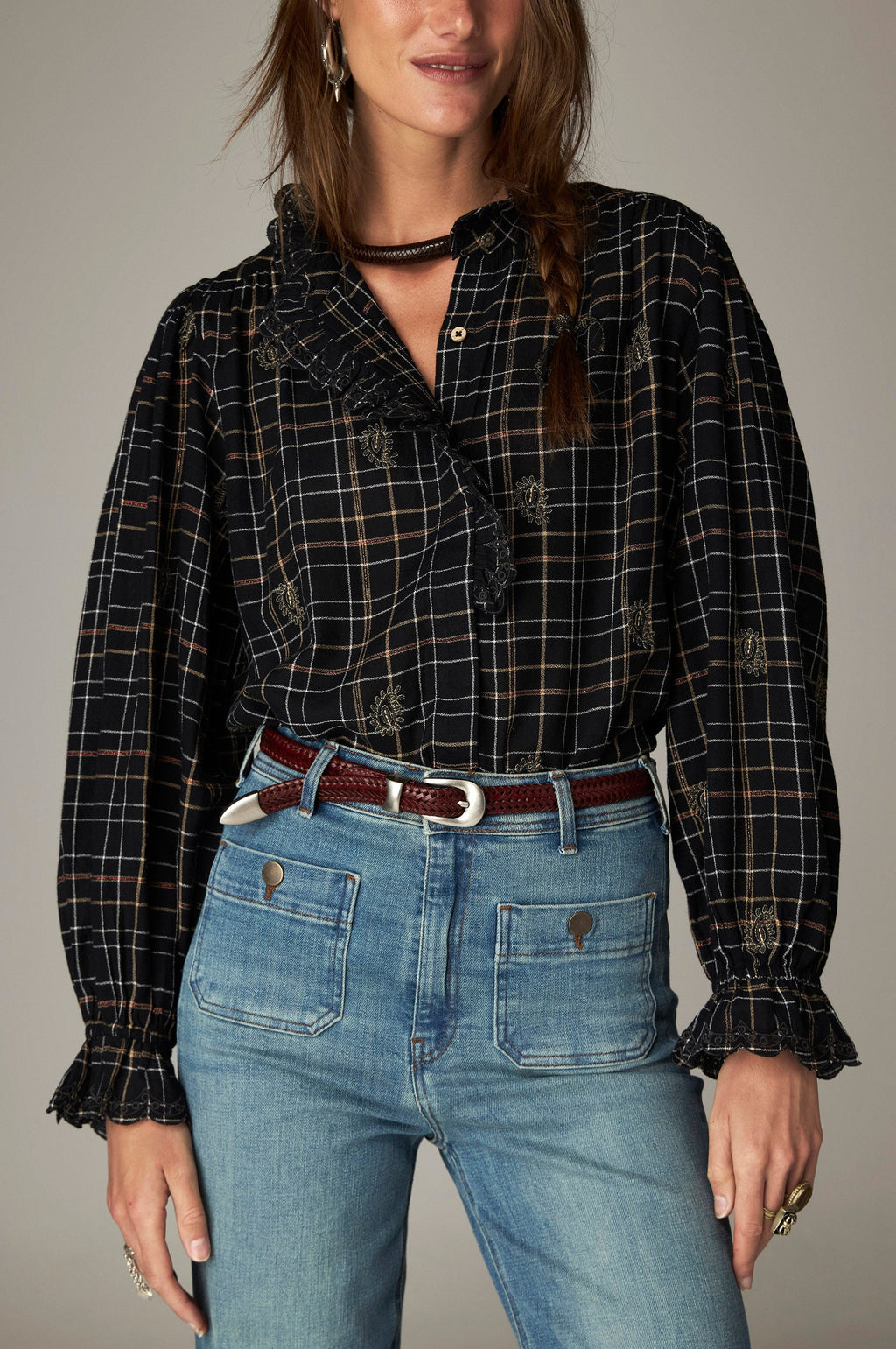 Blusa Coco Vesoul Noir Plaid - Maison Hotel