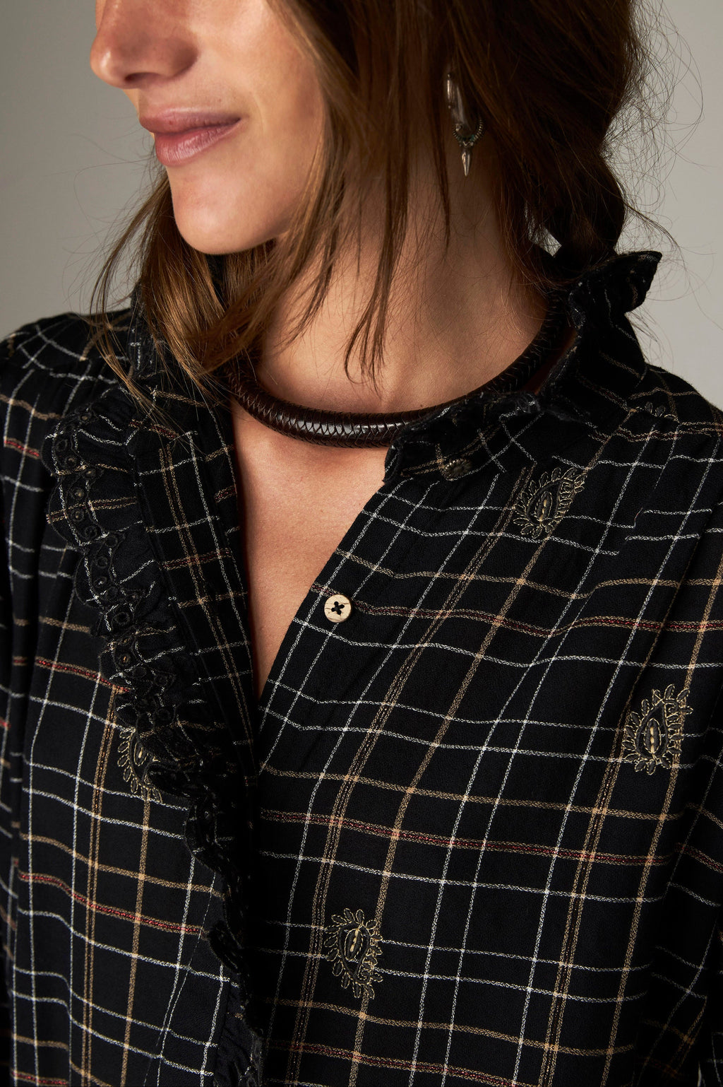 Blusa Coco Vesoul Noir Plaid - Maison Hotel