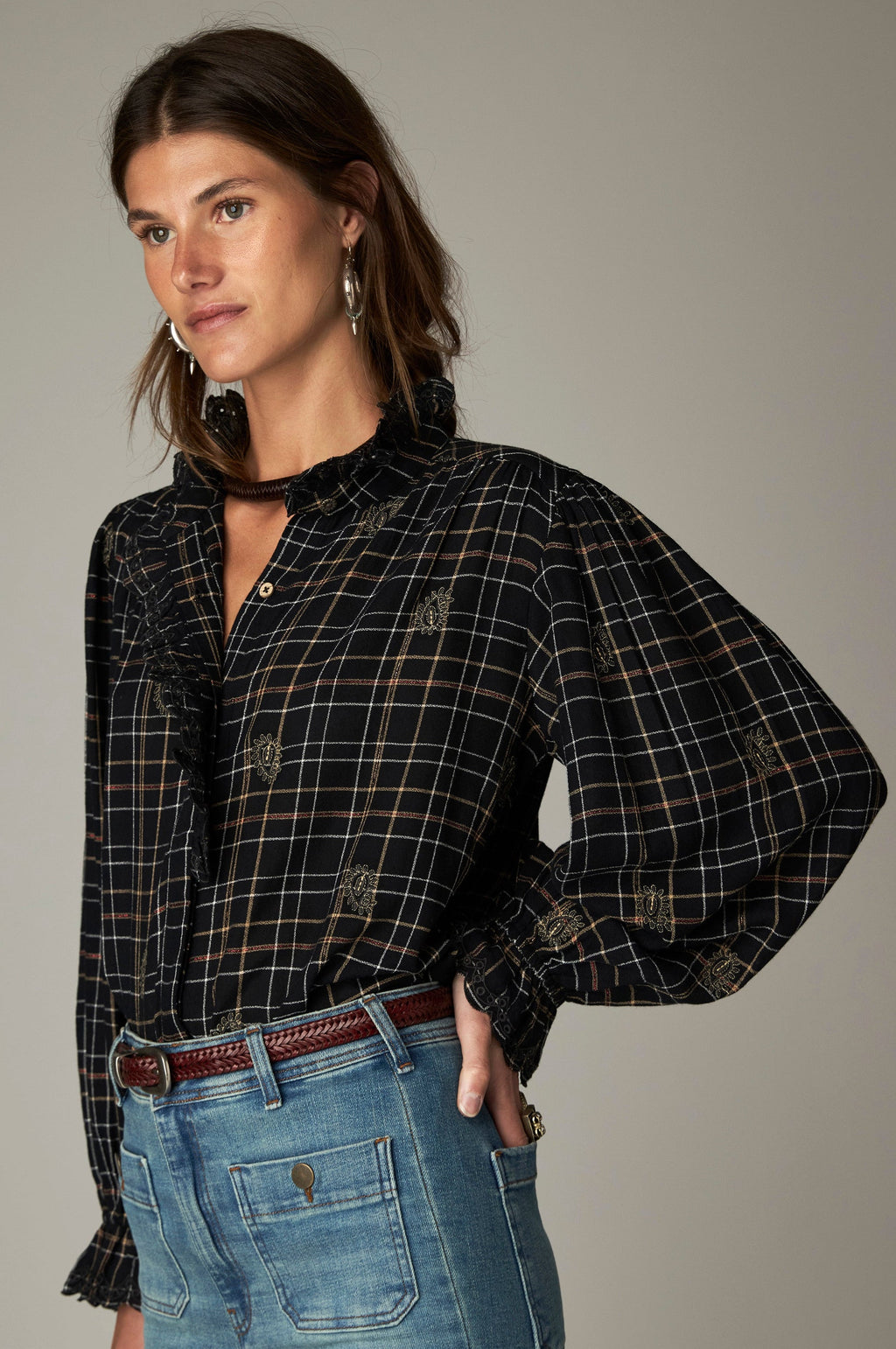 Blusa Coco Vesoul Noir Plaid - Maison Hotel