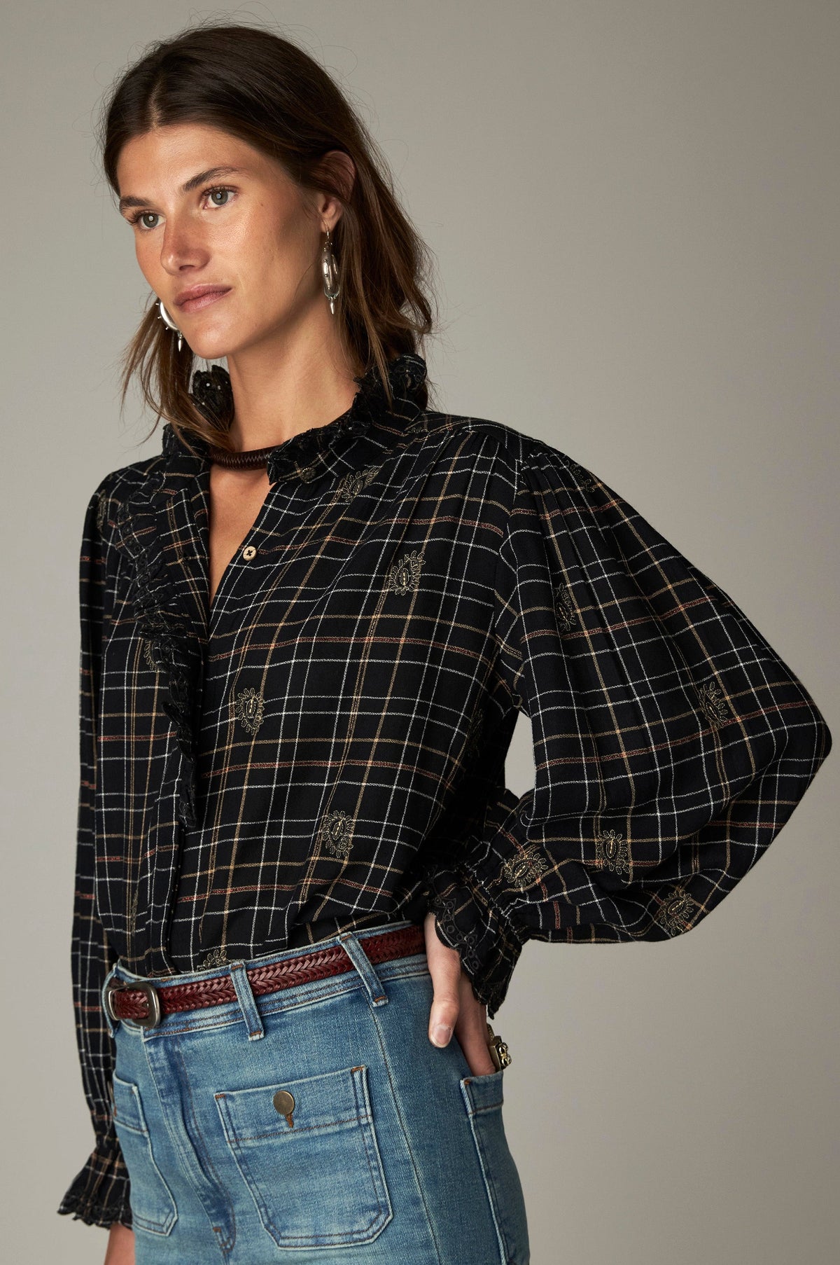 Blusa Coco Vesoul Noir Plaid - Maison Hotel