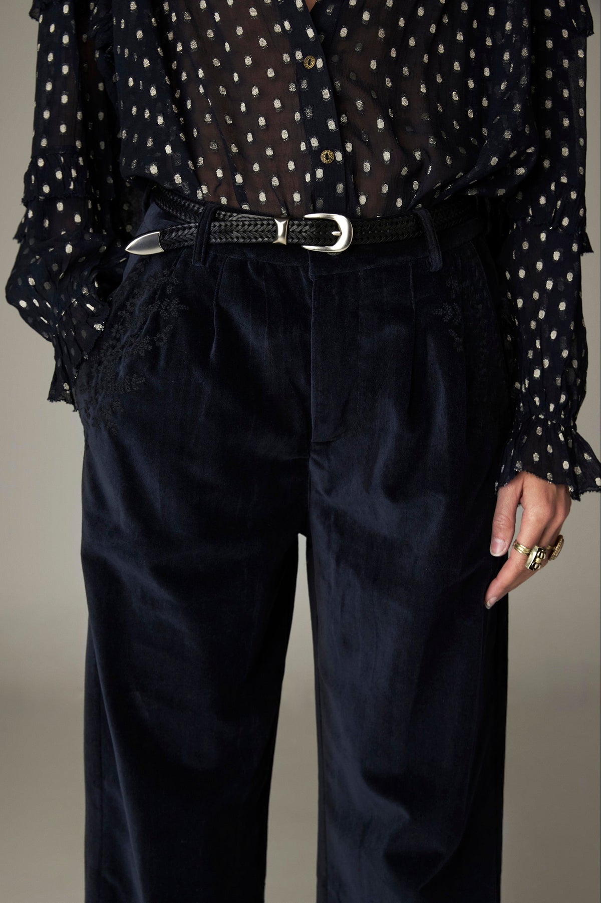 Pantalón Gordon Blue Velvet Vinton Blue - vista 3 - MAISON HOTEL