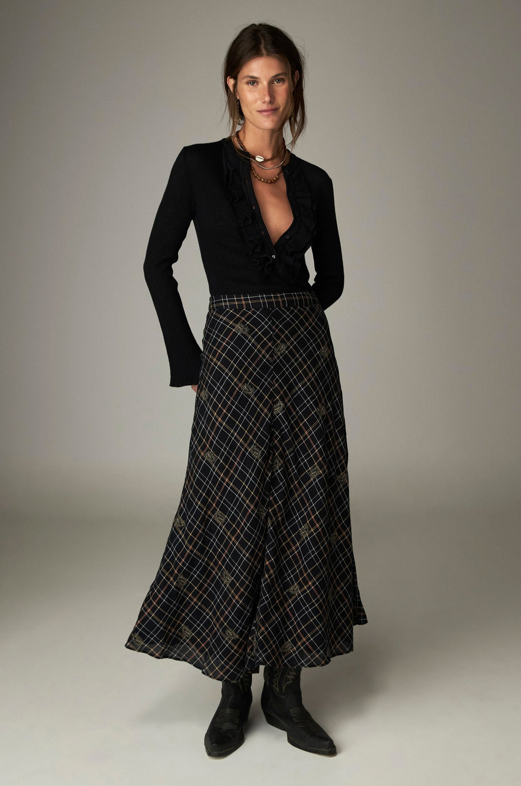 Falda Nelly Vesoul Noir Plaid - vista 1 - MAISON HOTEL