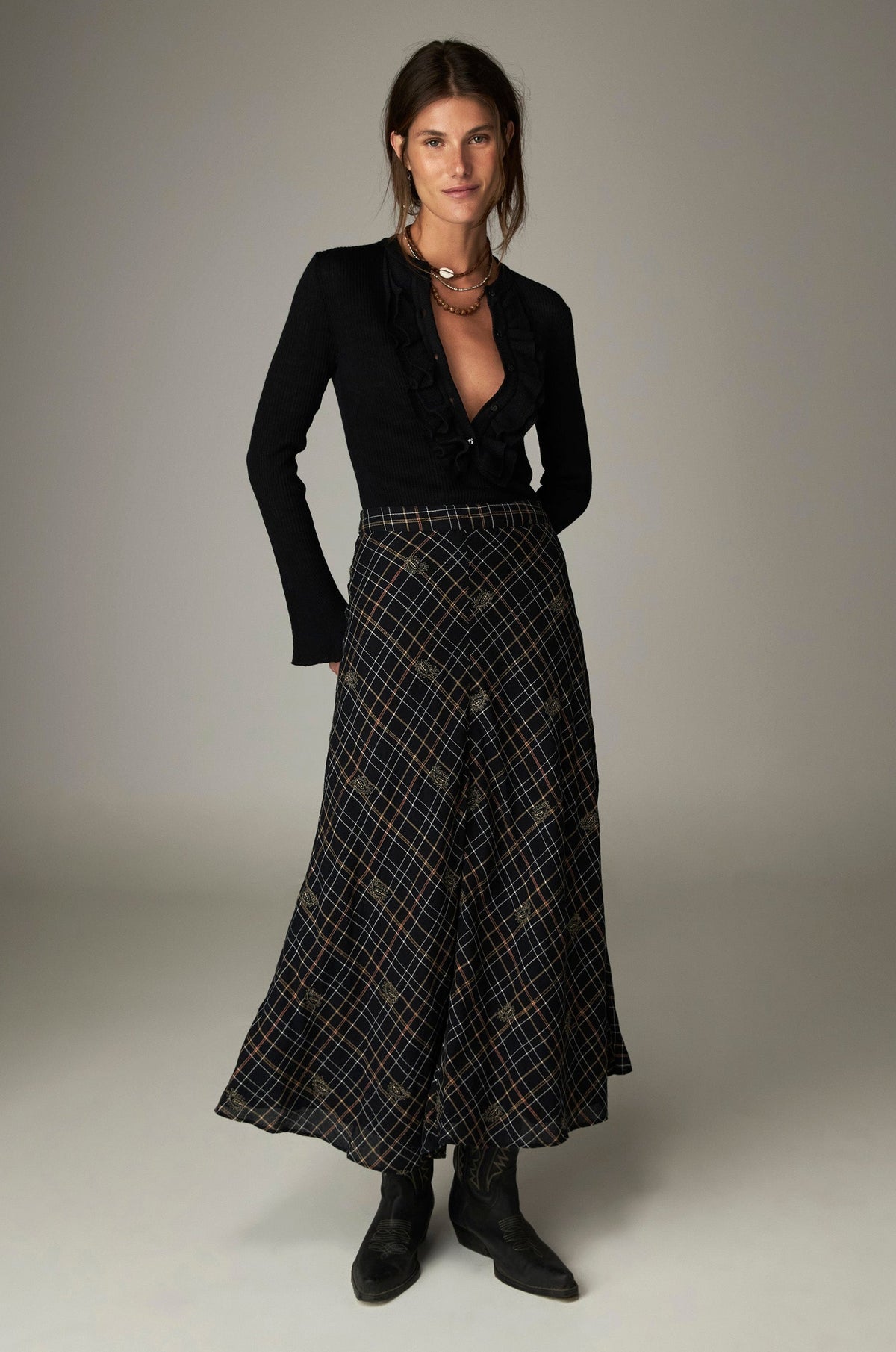 Falda Nelly Vesoul Noir Plaid - vista 1 - MAISON HOTEL