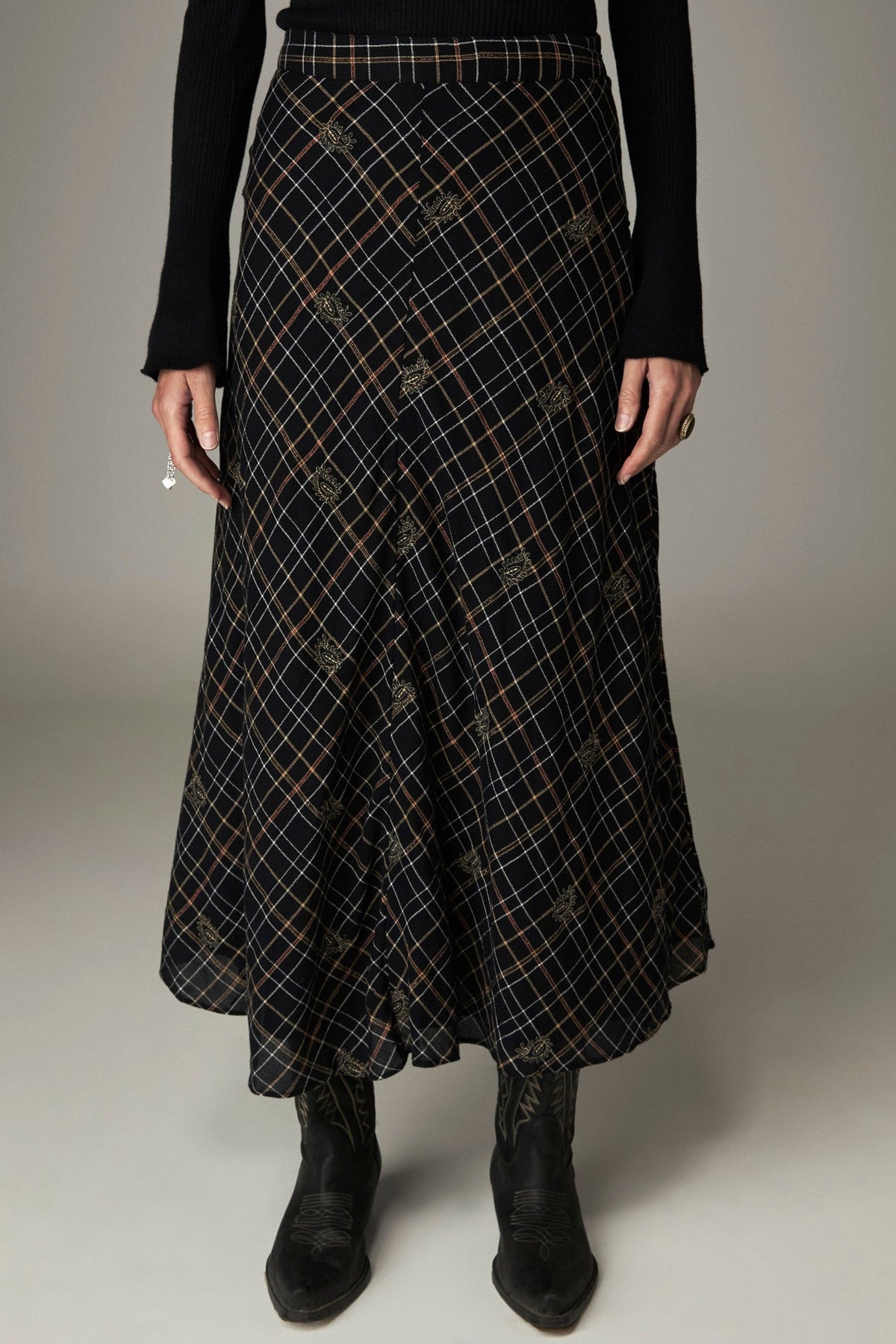 Falda Nelly Vesoul Noir Plaid - vista 3 - MAISON HOTEL