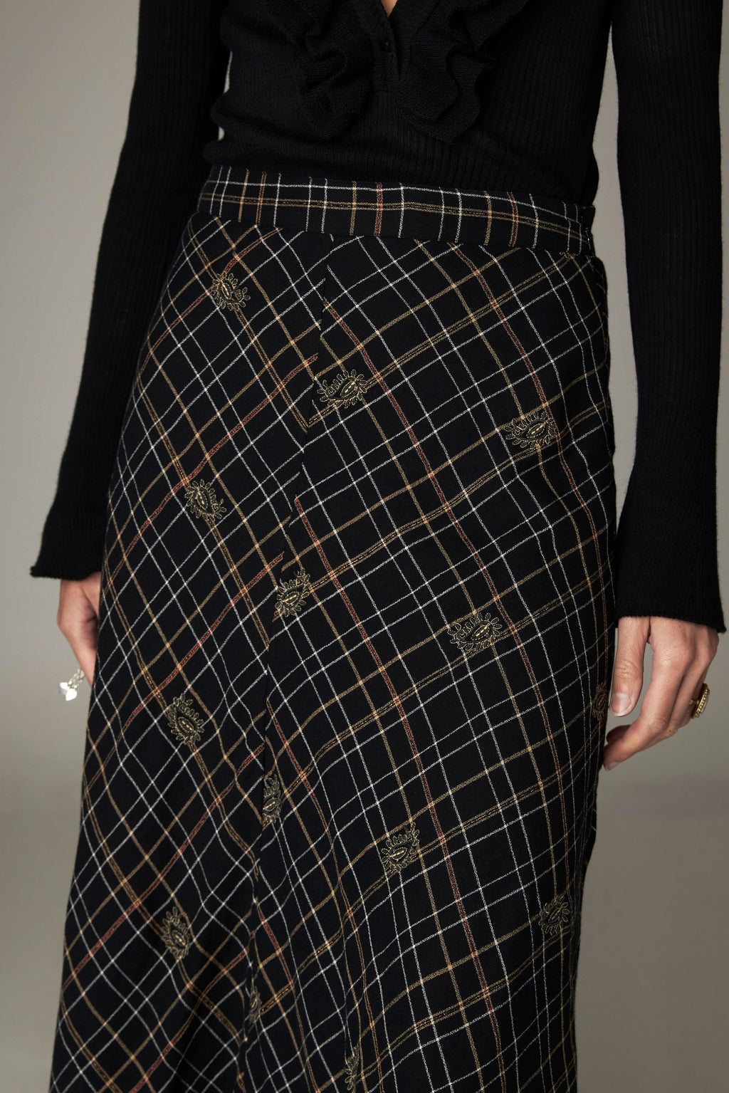 Falda Nelly Vesoul Noir Plaid - vista 2 - MAISON HOTEL